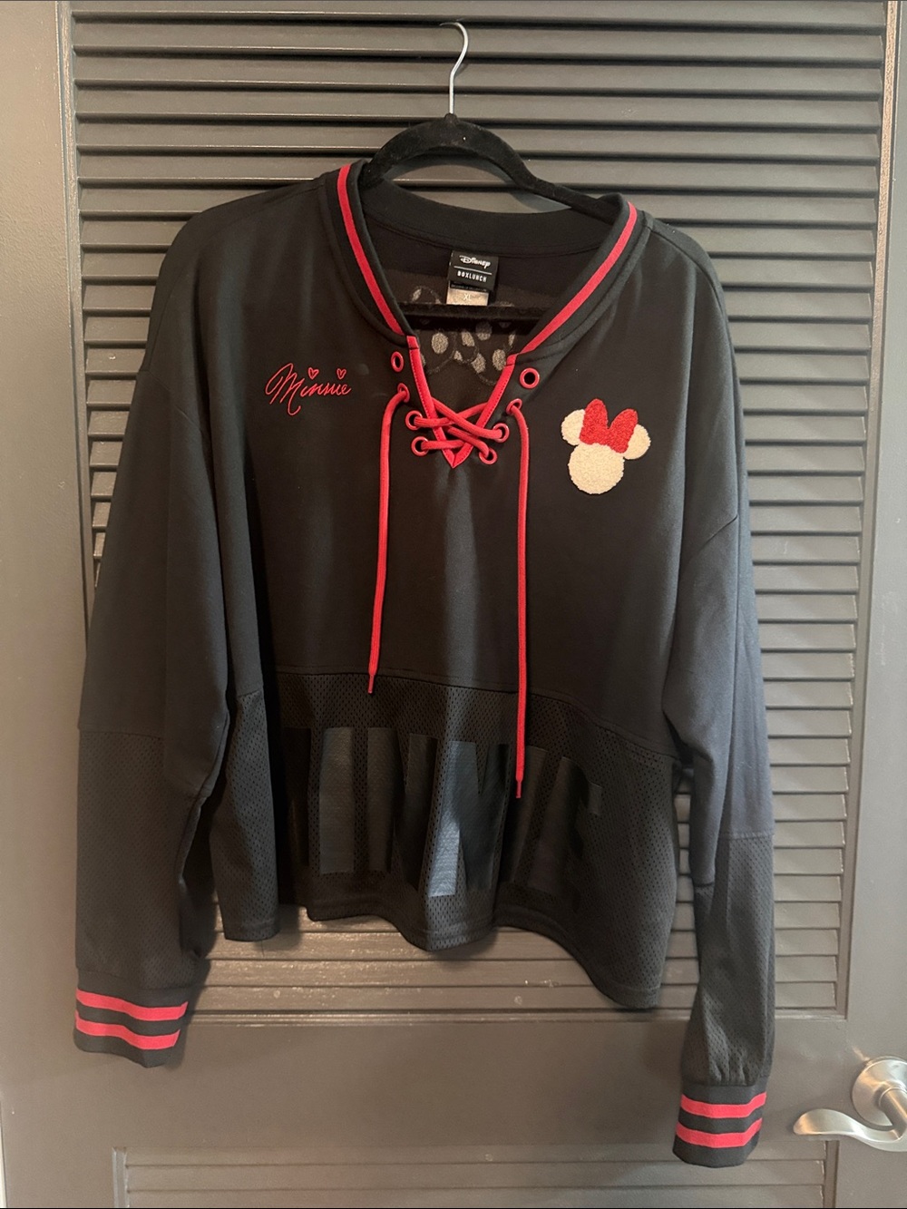 Disney Black and Red Minnie Lace-Up Jersey Top